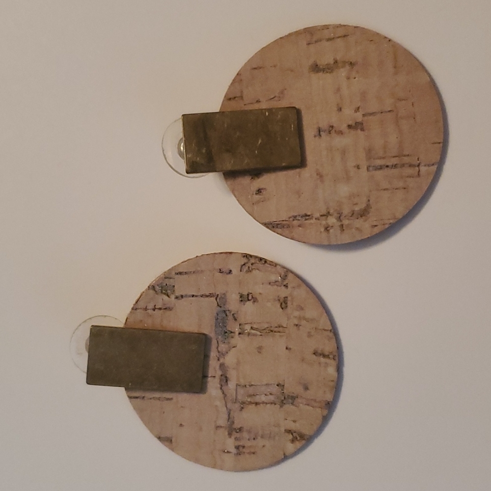 Cork and brass circle earrings